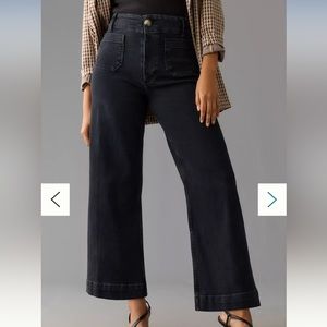 The Colette Denim Cropped Wide-Leg Jeans by Maeve